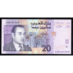 Марокко 20 дирхам 2005 г. (MOROCCO 20 dirhams 2005 g.) P68:Unc