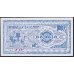 Македония 1000 динар 1992 (MACEDONIA 1000 Denari 1992) P 6a : UNC