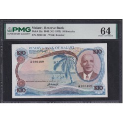 Малави 10 квача 1964 года, РЕДКОСТЬ!!! (MALAWI 10 Kwacha  1964) P 12a: UNC