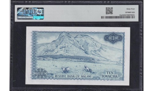 Малави 10 квача 1964 года, РЕДКОСТЬ!!! (MALAWI 10 Kwacha  1964) P 12a: UNC