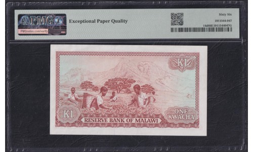 Малави 1 квача 1981 год (MALAWI 1 Kwacha 1981) P 14d: PMG 66 EPQ Gem Uncirculated