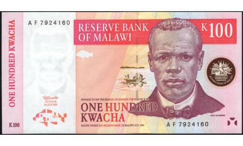Малави 100 квача 1997 (MALAWI 100 Kwacha 1997) P 40: UNC