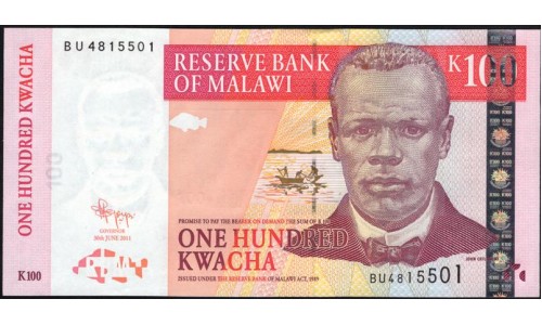 Малави 100 квача 2011 года (MALAWI 100 Kwacha 2011) P 54с: UNC