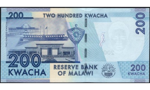 Малави 200 квача 2012 года (MALAWI 200 Kwacha 2012) P60a: UNC