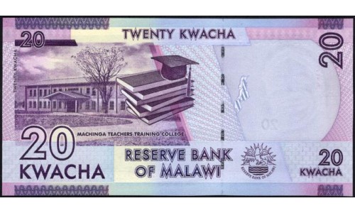 Малави 20 квача 2016 г. (MALAWI 20 Kwacha 2016) P 63c: UNC 