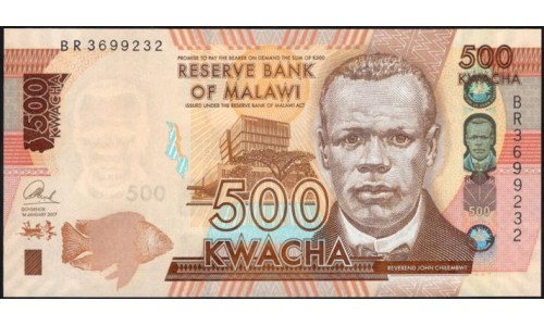 Малави 500 квача 2017 (MALAWI 500 Kwacha 2017) P 66(17) : UNC
