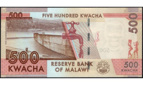 Малави 500 квача 2017 (MALAWI 500 Kwacha 2017) P 66(17) : UNC