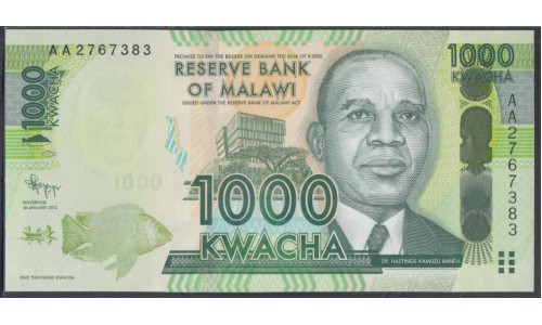 Малави 1000 квача 2012 года (MALAWI 1000 Kwacha 2012) P 62a: UNC