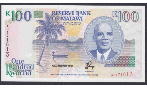 Малави 100 квача 1994 года (MALAWI 100 Kwacha  1994) P 29b: UNC