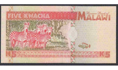 Малави 5 квача 1995 года (MALAWI 5 Kwacha  1995) P 30: UNC