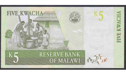 Малави 5 квача 1997 года (MALAWI 5 Kwacha  1997) P 36a: UNC