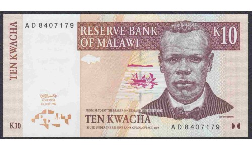 Малави 10 квача 1997 (MALAWI 10 Kwacha 1997) P 37: UNC