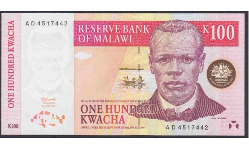Малави 100 квача 1997 (MALAWI 100 Kwacha 1997) P 40: UNC