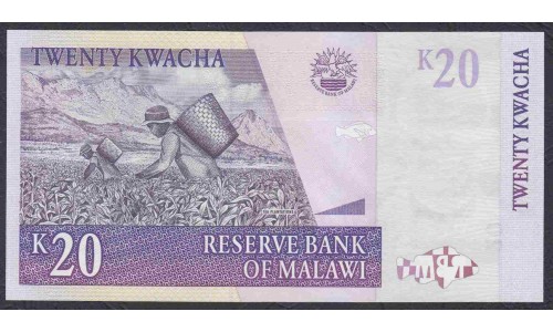 Малави 20 квача 2004 года (MALAWI 20 Kwacha 2004) P 44b: UNC