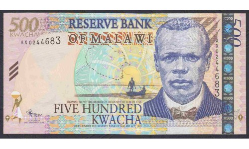Малави 500 квача 2011 года (MALAWI 500 Kwacha 2011) P 56b: UNC