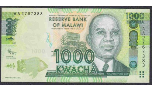Малави 1000 квача 2012 года (MALAWI 1000 Kwacha 2012) P 62a: UNC