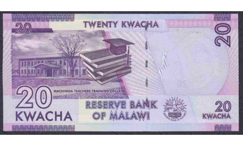 Малави 20 квача 2015 года (MALAWI 20 Kwacha 2015) P 63b: UNC