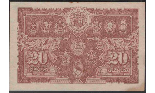 Малайя 20 центов 1941 (Malaya 20 cents 1941) P 9a : aUNC