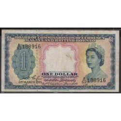 Малайя и Британское Борнео 1 доллар 1953 (Malaya & British Borneo 1 dollar 1953) P 1a : VF