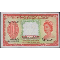 Малайя и Британское Борнео 10 долларов 1953 (Malaya & British Borneo 10 dollars 1953) P 3a : XF