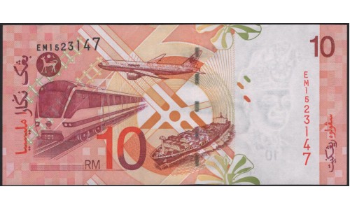 Малайзия 10 ринггит б/д (1997-2001) (Malaysia 10 ringgit ND (1997-2001)) P 42d : UNC