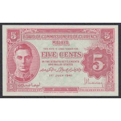 Малазия (Малайя) 5 центов 1941 года (Malaysia (Malaya) 5 cents 1941) P 7b: UNC
