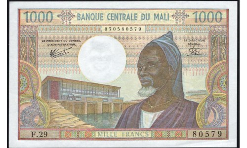 Мали 1000 франков (1970-84) (MALI 1000 Francs (1970-84)) P 13e : UNC-
