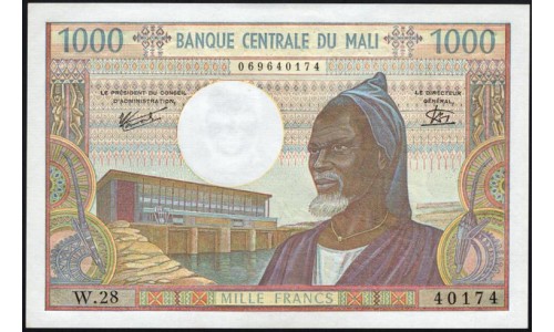 Мали 1000 франков (1970-84) (MALI 1000 Francs (1970-84)) P 13e : UNC