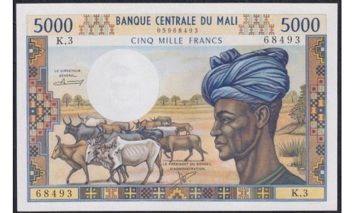 Мали 5000 франков 1972-84 года (MALI 5000 Francs 1972-84) P 14b: UNC-