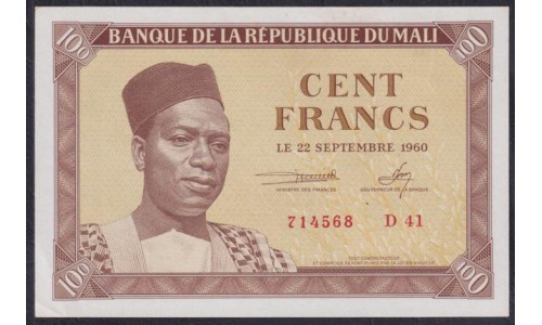 Мали 100 франков 1960 года (MALI 100 Francs 1960) P 2: UNC--