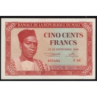 Мали 500 франков 1960 года (MALI 500 Francs 1960) P 3: UNC-/UNC