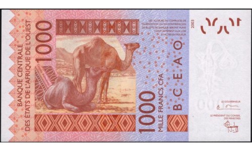 Мали 1000 франков 2003 (MALI 1000 Francs CFA 2003) P 415Da : UNC
