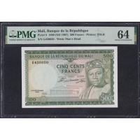 Мали 500 франков 1960(1967) года, НЕЧАСТЫЕ (MALI 500 Francs 1960(1967)) P 8: PMG-64 Choice UNC