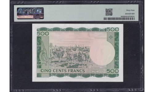 Мали 500 франков 1960(1967) года, НЕЧАСТЫЕ (MALI 500 Francs 1960(1967)) P 8: PMG-64 Choice UNC