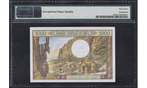 Мали 1000 франков 1970-84 года, 63607 (MALI 1000 Francs 1970-84) P 13b: PMG 67 Superb Gem UNC