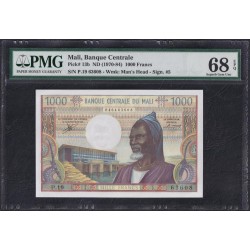 Мали 1000 франков 1970-84 года, 63608 (MALI 1000 Francs 1970-84) P 13b: PMG 68 Super Gem UNC
