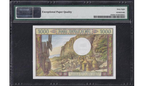 Мали 1000 франков 1970-84 года, 63608 (MALI 1000 Francs 1970-84) P 13b: PMG 68 Super Gem UNC