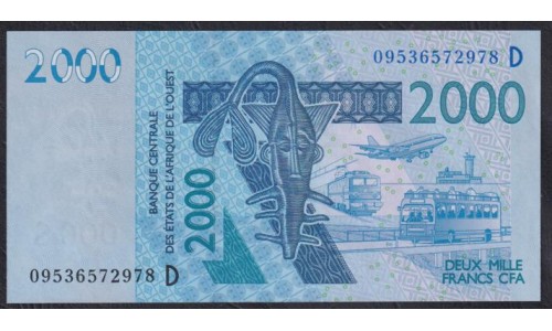 Мали 2000 франков 2009 год, РЕДКИЕ! (MALI 2000 Francs CFA 2009) P 416Dh: UNC 