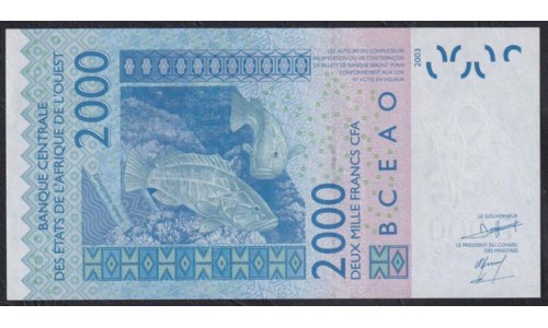 Мали 2000 франков 2009 год, РЕДКИЕ! (MALI 2000 Francs CFA 2009) P 416Dh: UNC 