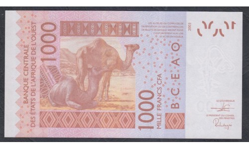 Мали 1000 франков 2019 (MALI 1000 Francs CFA 2019) P 415Dq : UNC