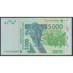 Мали 5000 франков 2017 года (MALI 5000 Francs CFA 2017) P 417Dq: UNC-/UNC