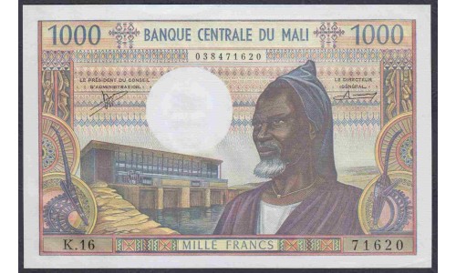 Мали 1000 франков 1970-84 года (MALI 1000 Francs 1970-84) P 13b: UNC