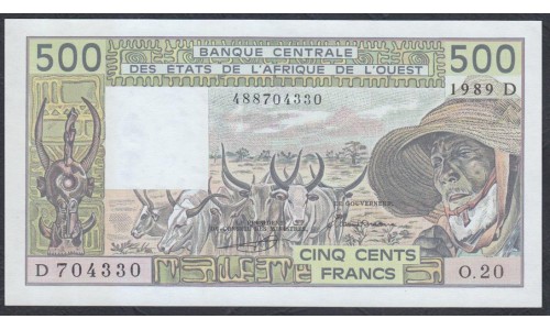 Мали 500 франков 1989 г. (MALI 500 Francs 1989) P 405Dh: UNC