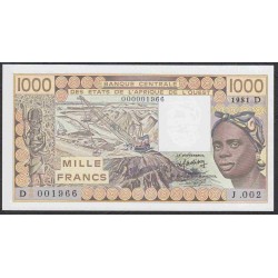 Мали 1000 франков 1981 г. (MALI 1000 Francs 1981) P 406Db: UNC