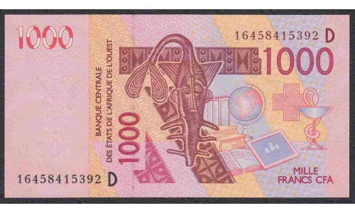 Мали 1000 франков 2003-2019 года (MALI 1000 Francs CFA 2003-2019) P 415Dp: UNC 