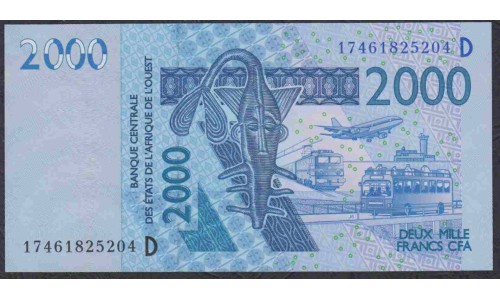 Мали 2000 франков 2003-2019 года (MALI 2000 Francs CFA 2003-2019) P 416Dq: UNC 