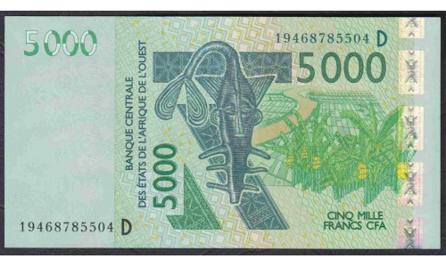Мали 5000 франков 2019 года (MALI 5000 Francs CFA 2019) P 417Dr: UNC