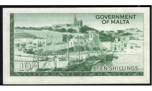 Мальта 10 шиллингов L.1949 г. (1963 г.) (MALTA 10 Shillings L.1949 (1963)) P 25: UNC
