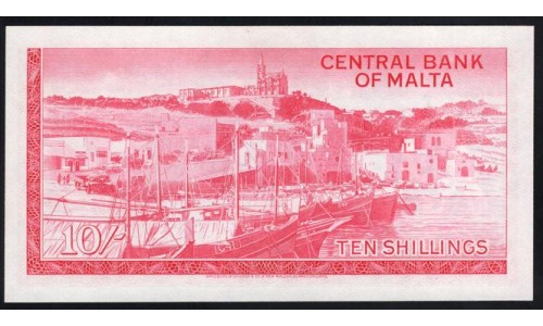 Мальта 10 шиллингов L.1967 г. (1968 г.) (MALTA 10 Shillings L.1967 (1968)) P28:Unc