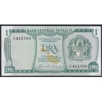 Мальта 1 лира 1973 года, A/19 411766 (MALTA 1 Lira 1973) P31a: aUNC
